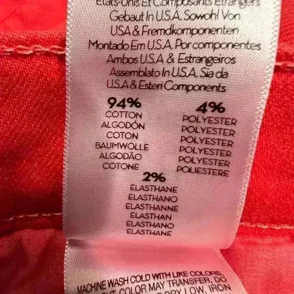 Mother the stunner ankle fray play date denim jeans in tomato red size 28 - Picture 14 of 15